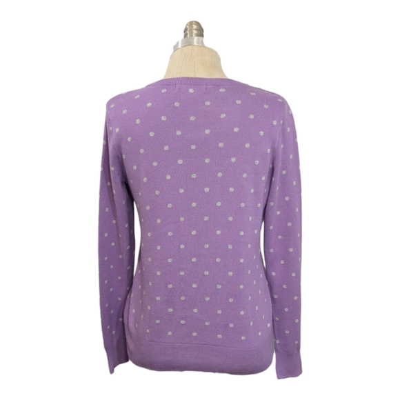 Liz Claiborne Sweater Purple with Gray Dots Sz Medium - Picture 2 of 12
